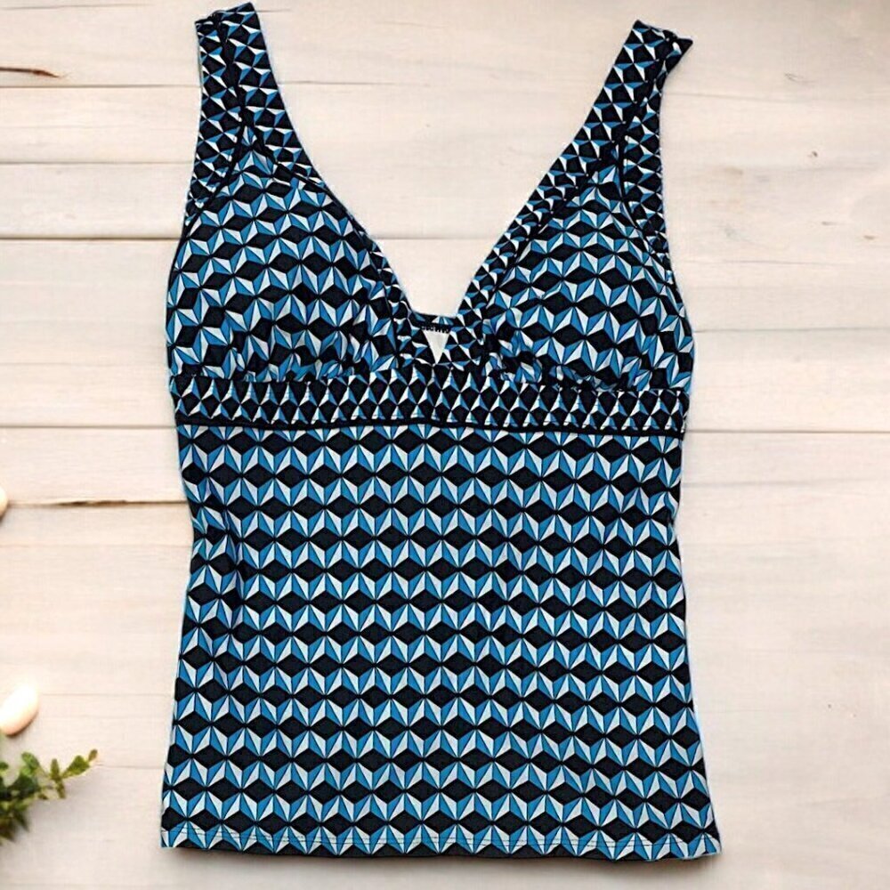 Kenneth Cole Tummy Toner Tankini Top in Geometric Pattern Size Large NWT